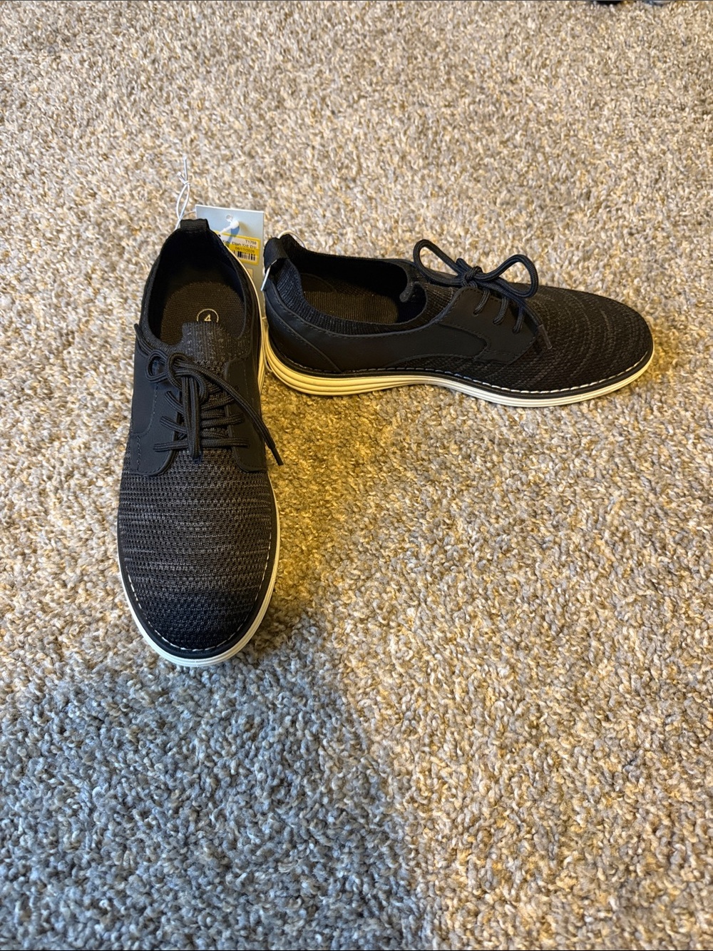 Cat & Jack Black Knit Lace-Up Kids Shoes with White Trim